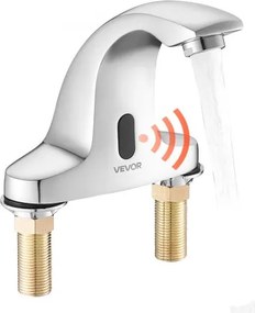 VEVOR Aanraakloze Wastafelkraan (Verchroomd Zilver) Badkamer, Automatische Wastafelkraan (Alleen Koud Water), Sensorkraan Wastafelkraan Batterijgevoede Kraan Commercieel