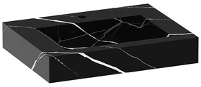 Brauer Coral wastafel marmerlook 60cm met kraangat nero marquina