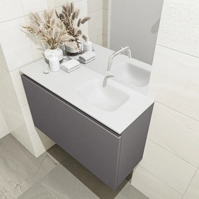 Mondiaz Olan 80cm toiletmeubel dark grey met wastafel talc rechts geen kraangat