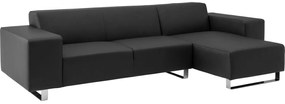 Goossens Excellent Bank Design@Home Met Chaise Longue zwart, leer, modern design