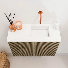 Mondiaz Joya 60cm toiletmeubel dusk met wastafel faye rechts zonder kraangat talc