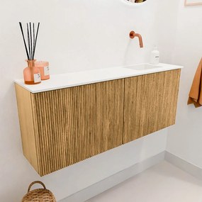 Mondiaz Joya 100cm toiletmeubel oak met wastafel faye rechts zonder kraangat talc