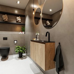 Mondiaz Ture 80cm toiletmeubel washed oak met wastafel urban rechts 1 kraangat