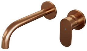 Brauer Copper Edition Wastafelmengkraan inbouw - gebogen uitloop links - hendel breed plat - model C 1 - PVD - geborsteld koper 5-GK-004-B3-65