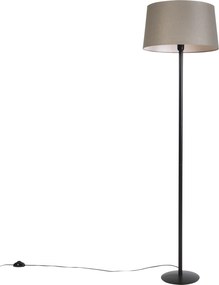 Zwarte vloerlamp met linnen kap taupe 45 cm - Simplo