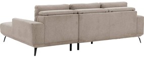 Goossens Excellent Bank Princess bruin, stof, 3-zits, elegant chic met chaise longue rechts