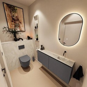 MONDIAZ TURE-DLUX 120cm toiletmeubel Dark Grey. EDEN wastafel Ostra positie rechts. Zonder kraangat. TUREDX120DGRR0OST