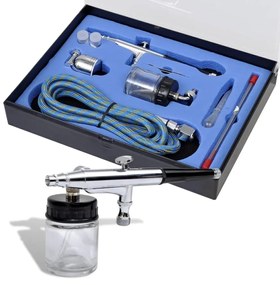 vidaXL Airbrush set met glazen beker 0,2 / 0,3 / 0,5 mm mondstukken