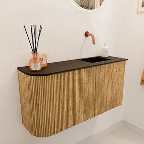 Mondiaz Joya 80cm toiletmeubel ronding links oak met wastafel faye rechts zonder kraangat urban