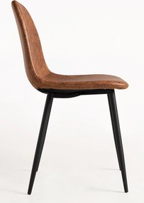 Set 4 Black Teok Kunstlederen Stoelen