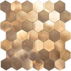 Zelfklevend Mozaïek Hexagon Brons Koper - 29.5 cm x 29.5 cm x 0.4 cm | 0.5 kg | Paneli zelfklevende steenstrips