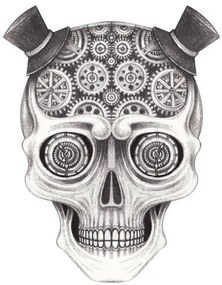Ilustratie Steampunk skull tattoo., Jiewsurreal