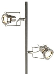 Industriële vloerlamp staal 2-lichts - Suplux Industriele / Industrie / Industrial, Modern GU10 Binnenverlichting Lamp