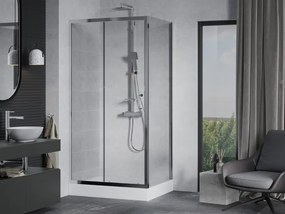 Mexen Apia schuifbare douchecabine 100 x 80 cm, transparant, chroom + Rio douchebak - 840-100-080-01-00-4510