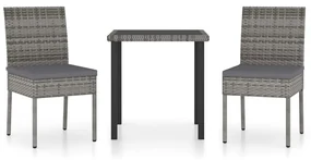 vidaXL 3-delige Tuinset poly rattan grijs