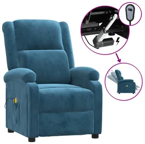 vidaXL Massagestoel verstelbaar elektrisch fluweel blauw
