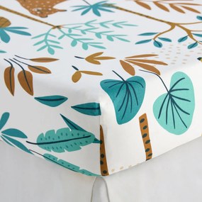 Hoeslaken voor kinderen, 30% gerecycled katoen, 25 cm kap, dierenprint, JUNGLE