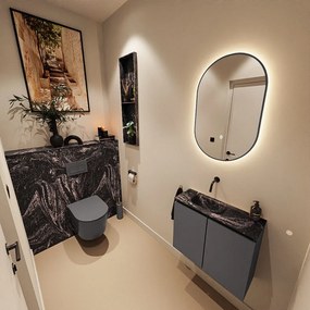 Mondiaz Ture DLux toiletmeubel 60cm dark grey met wastafel lava links zonder kraangat