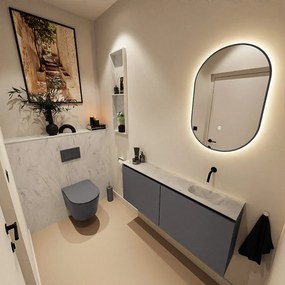 Mondiaz Ture DLux toiletmeubel 120cm dark grey met wastafel opalo rechts zonder kraangat