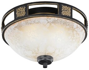 Landelijke ronde plafondlamp roestkleur 33 cm - Quinta Landelijk / Rustiek E27 Binnenverlichting Lamp