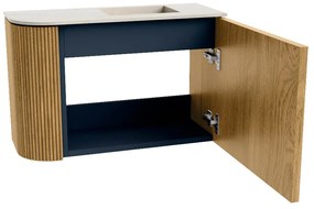 Mondiaz Joya DLux 60cm toiletmeubel ronding links oak met wastafel faye rechts zonder kraangat meli