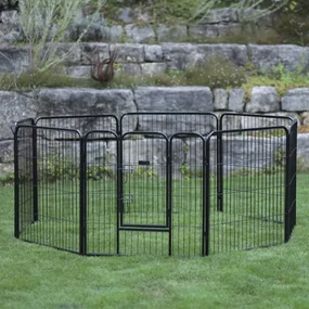 Kerbl Buitenren met deur voor huisdieren zwart