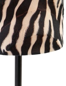 Stoffen Moderne tafellamp zwart met kap zebra 25 cm - Simplo Modern E27 cilinder / rond Binnenverlichting Lamp