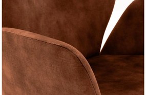 Goossens Eetkamerstoel Hera koper velvet stof met armleuning, modern design