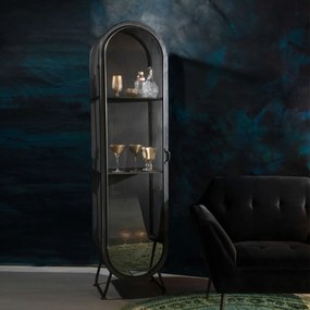 Dutchbone Oval Ovale Vitrine Zwart Metaal - 46x46x181cm.