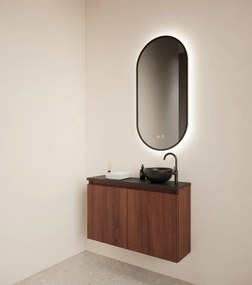 Gliss Design Echo toiletmeubel 80cm choco eiken met toppaneel zwart mat