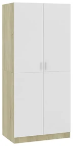 vidaXL Kledingkast 80x52x180 cm spaanplaat wit en sonoma eikenkleurig