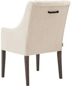 Goossens Eetkamerstoel Pearl beige velvet stof met armleuning, stijlvol landelijk