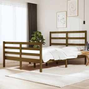 vidaXL Bedframe grenenhout honingbruin 150x200 cm 5FT King Size