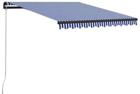 vidaXL Luifel handmatig uittrekbaar met LED 300x250 cm blauw en wit