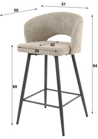 Barstoel Met Ronde Rug Boucle Zandkleur