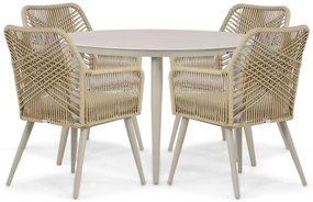 Tuinset Ronde Tuintafel 4 personen 120 cm Aluminium/rope Taupe  Coco Vedra/Vienna
