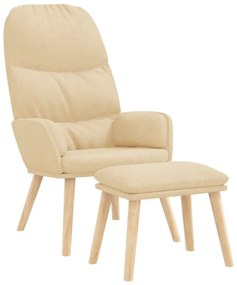 vidaXL Relaxstoel met voetenbank stof crèmekleurig