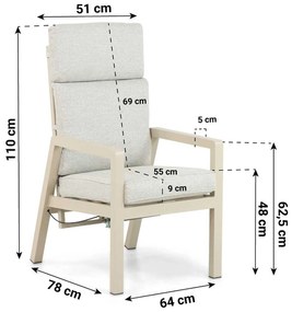 Verstelbare Tuinstoel Aluminium Taupe-naturel-bruin Lifestyle Garden Furniture Albelli
