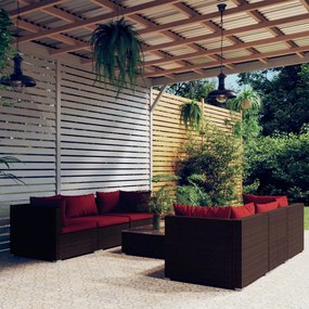 vidaXL 7-delige Loungeset met kussens poly rattan bruin