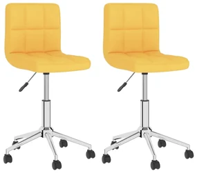 vidaXL Eetkamerstoelen 2 st draaibaar stof mosterdgeel