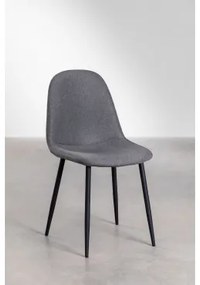 Pak 4 Glamm-eetkamerstoelen In Zwart & Linnen Grijs – Antraciet & Lino - Sklum