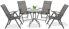 Metalen tuinmeubelen Modena/Rosario voor 4 personen met kleine tafel Garden Point antraciet