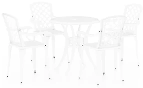 vidaXL 5-delige Bistroset gietaluminium wit