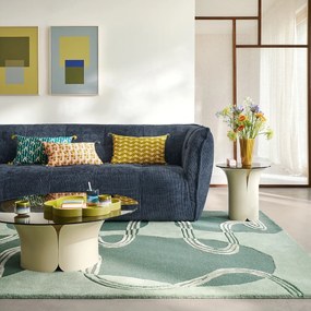 Bijzettafel, staal en rookglas, Tessen