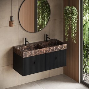 Muebles Zahora badmeubel ribbelfront 120cm antraciet met Dark Emperador wastafel met kraangaten