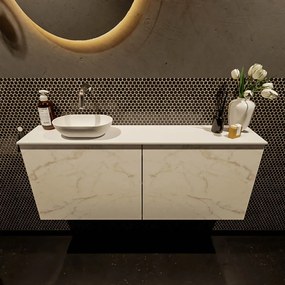 Mondiaz Fowy toiletmeubel 120cm Carrara met witte waskom links zonder kraangat