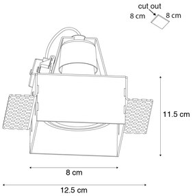 Set van 6 inbouwspots wit GU10 70mm trimless - Oneon Modern GU10 vierkant Binnenverlichting Lamp