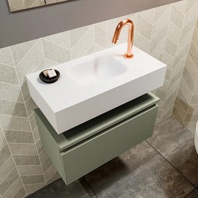 Mondiaz Andor toiletmeubel 60cm army met witte wastafel midden met kraangat