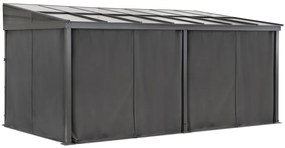 Aluminium terrasoverkapping 4 x 6 m Tarragona met Garden Point gordijnen antraciet