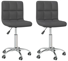 vidaXL Eetkamerstoelen draaibaar 2 st kunstleer grijs